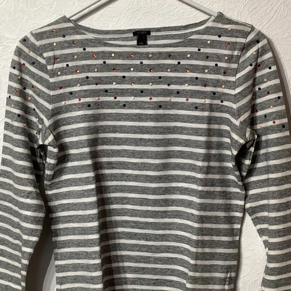 J.Crew - Sz XXS - matte & shiny beaded 3/4 arm top